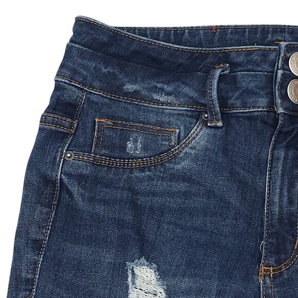 Mossimo Jeans Womens 1 Blue Jeggings High Waisted Distressed Medium Wash Denim - Picture 3 of 12